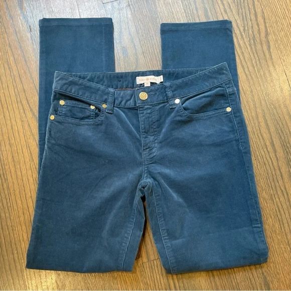 Tory Burch  “Super Skinny Jean” Corduroy Pants in Teal size 26 - Picture 3 of 8